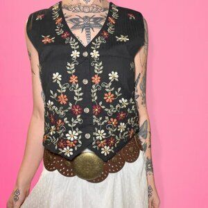 Vintage 90s embroidered vest